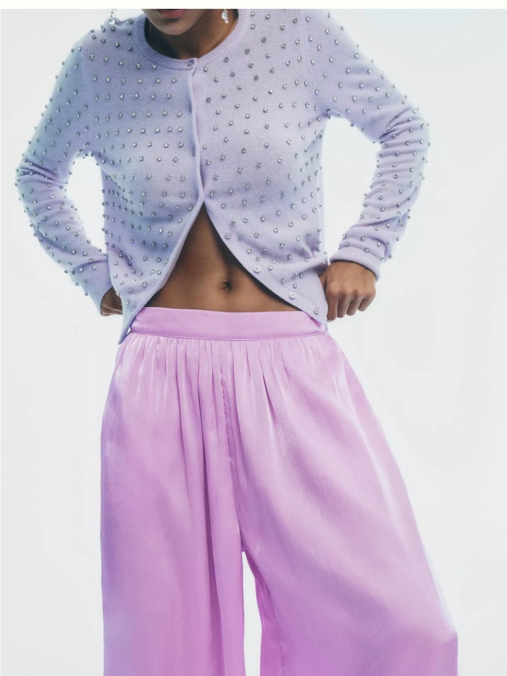 NWT Anthropologie Maeve Womens Lavender Wide-Leg Satin Pants
